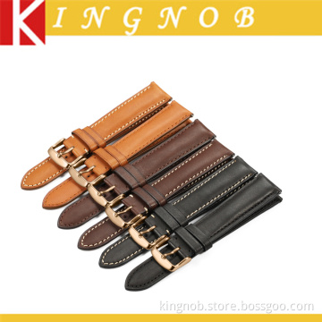 OEM 18mm to 22mm Soft Quality Handmade France Calf Band Pin Buckle Watch Leather Strap